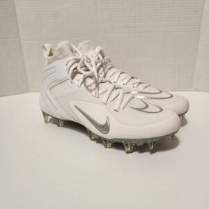 Nike Alpha Huarache 8 Elite Lacrosse Cleats White & Silver Size 8.5